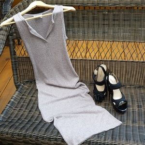 Pink & Gray Marled Knit Midi Dress